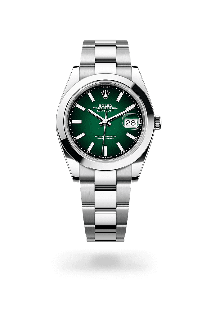 Datejust 41, 蠔式，41毫米，蠔式鋼, 錶面 : 漸變綠色, Rolex