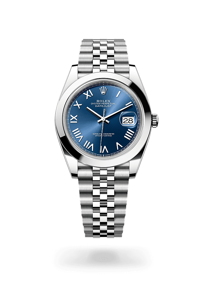 Datejust 41, Oyster, 41 mm, Oystersteel, Dial : Bright blue, Rolex