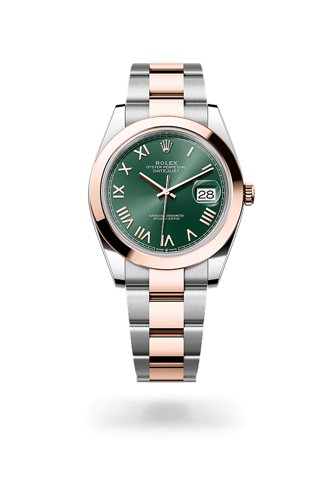 Datejust 41, 蠔式，41毫米，永恒玫瑰金及蠔式鋼, 錶面 : 薄荷綠色, Rolex
