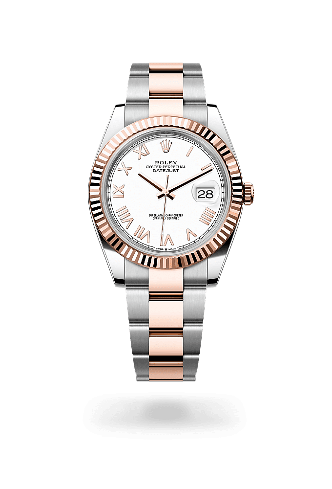 Datejust 41, 蠔式，41毫米，永恒玫瑰金及蠔式鋼, 錶面 : 白色, Rolex