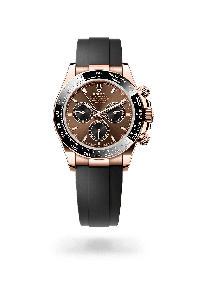 कॉस्मोग्राफ़ डेटोना, ऑयस्टर, 40 मिमी, एवरोज़ गोल्ड, डायल : चमकीला चॉकलेट और काला, Rolex