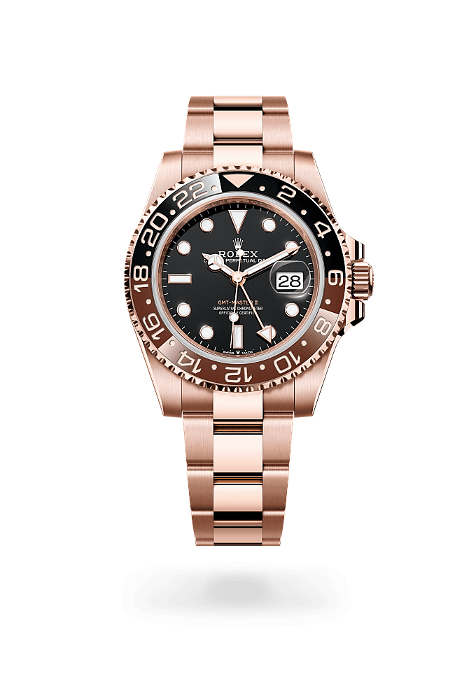 GMT-मास्टर II, ऑयस्टर, 40 मिमी, एवरोज़ गोल्ड, डायल : ब्लैक, Rolex