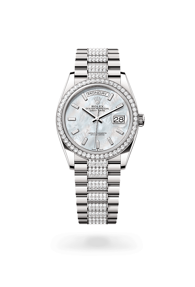 Day-Date 36 - Oyster, 36 mm, white gold and diamonds