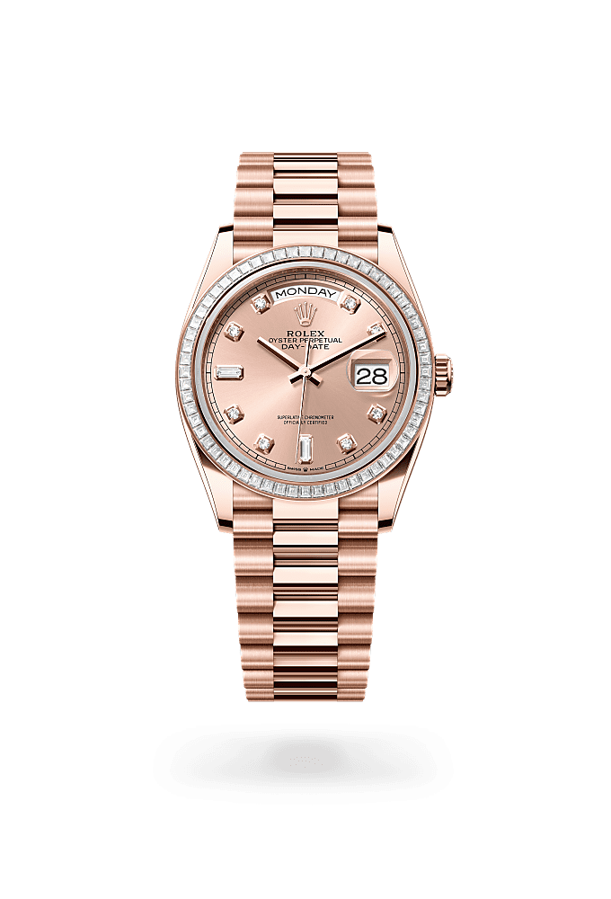 Day-Date 36, Oyster, 36 mm, Everose gold and diamonds, Dial : Rosé-colour set with diamonds, Rolex