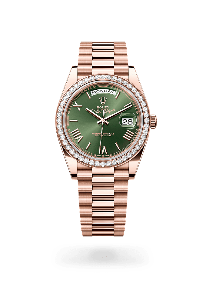 Day-Date 40 - Oyster, 40 mm, Everose gold and diamonds