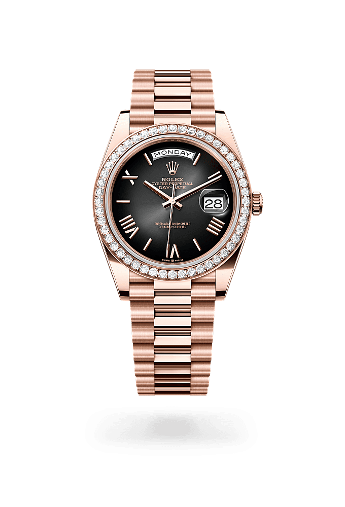 Day-Date 40 - Oyster, 40 mm, Everose gold and diamonds