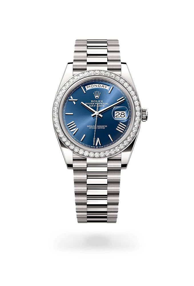 Day-Date 40 - Oyster, 40 mm, white gold and diamonds