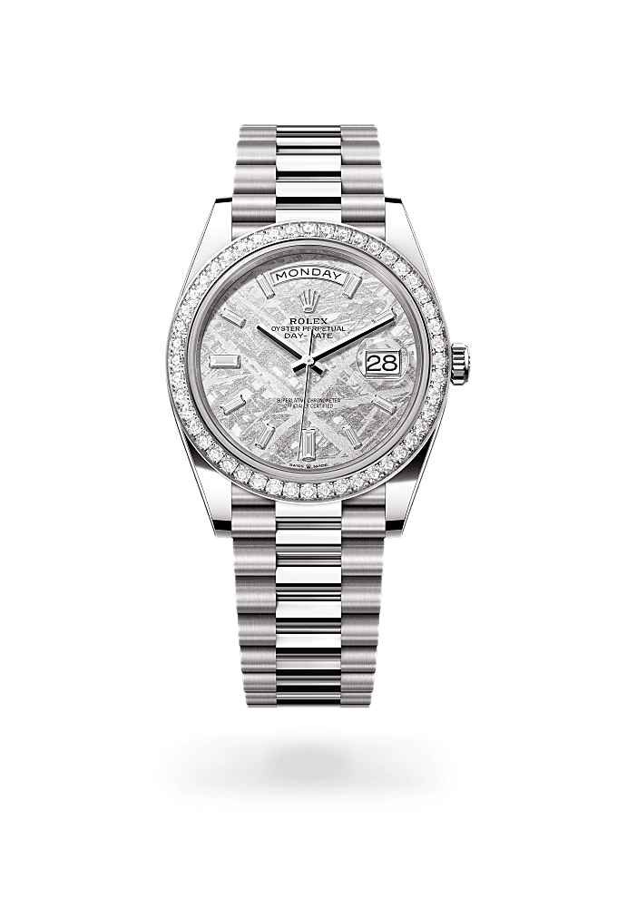 Day-Date 40 - Oyster, 40 mm, white gold and diamonds