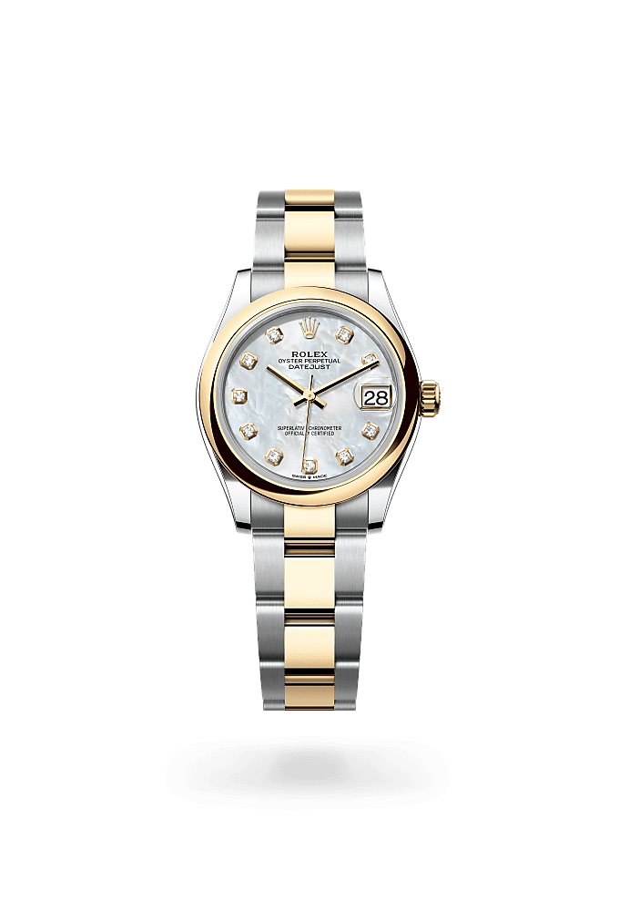 Datejust 31, Oyster, 31 mm, Oystersteel and yellow gold, Dial : White mother-of-pearl set with diamonds, Rolex