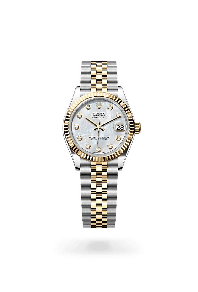 Datejust 31, Oyster, 31 mm, Oystersteel and yellow gold, Dial : White mother-of-pearl set with diamonds, Rolex