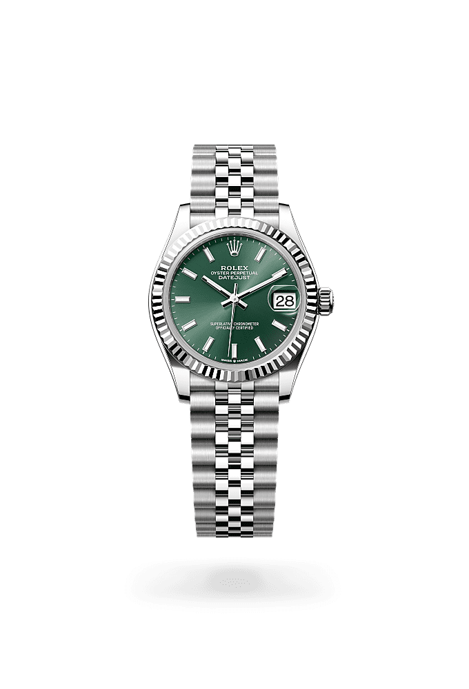 Datejust 31, اویستر، ۳۱ م یلیمتری، اویستراستیل و طلای سفید, صفحه‌ : سبز نعنایی, Rolex