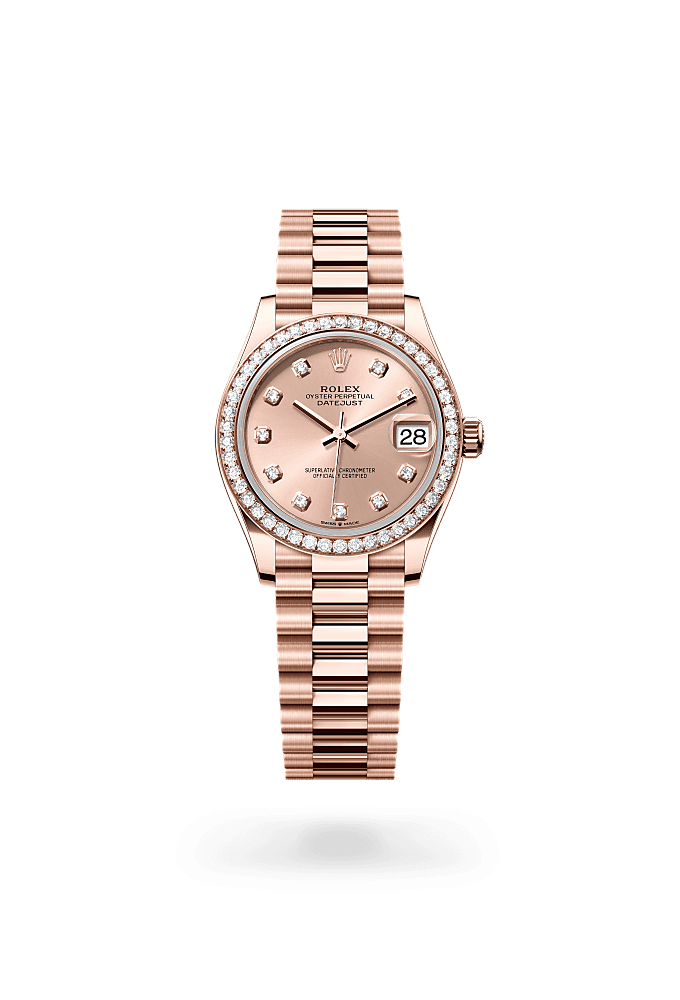 Datejust 31, Oyster, 31 мм, золото Everose и бриллианты, Циферблат : Цвета rosé, бриллианты, Rolex
