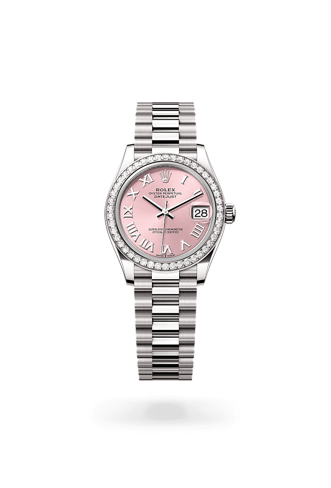 डेटजस्ट 31, ऑयस्टर, 31 मिमी, व्हाइट गोल्ड और डायमंड्स, डायल : पिंक, Rolex