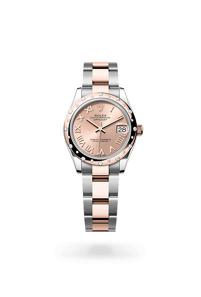 Datejust 31 - Oyster, 31 mm, Oystersteel, Everose gold and diamonds