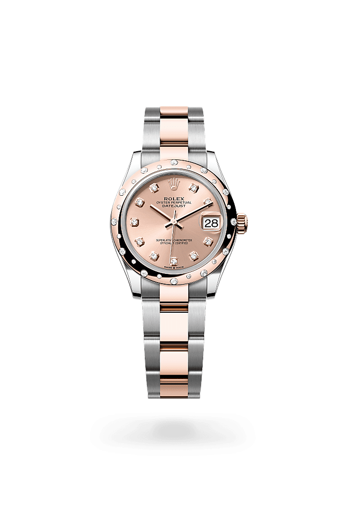 Datejust 31 - Oyster, 31 mm, Oystersteel, Everose gold and diamonds