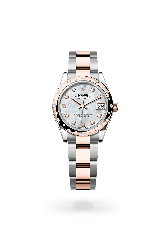 Datejust 31 - Oyster, 31 mm, Oystersteel, Everose gold and diamonds