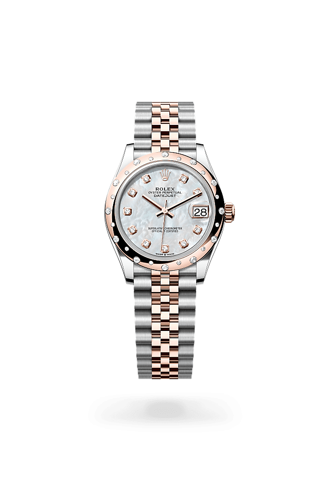 Datejust 31 - Oyster, 31 mm, Oystersteel, Everose gold and diamonds
