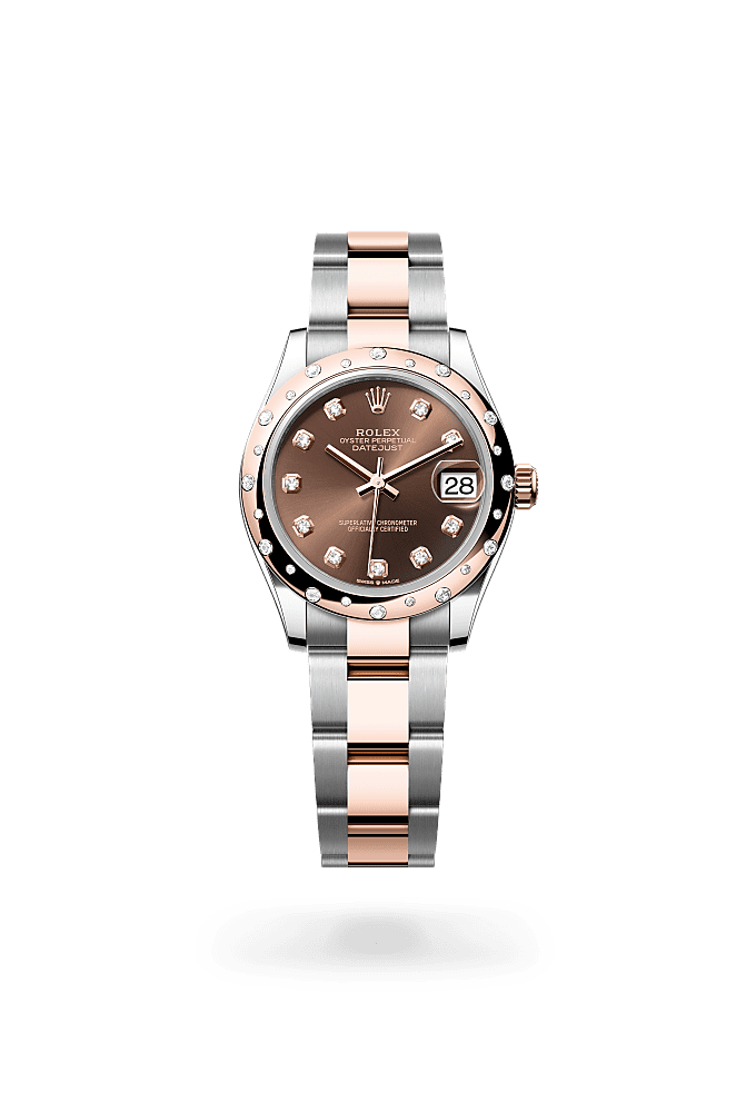 Datejust 31 - Oyster, 31 mm, Oystersteel, Everose gold and diamonds