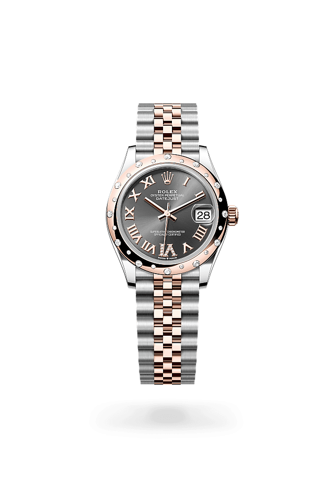 Datejust 31 - Oyster, 31 mm, Oystersteel, Everose gold and diamonds