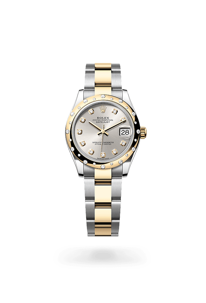 Datejust 31 - Oyster, 31 mm, Oystersteel, yellow gold and diamonds