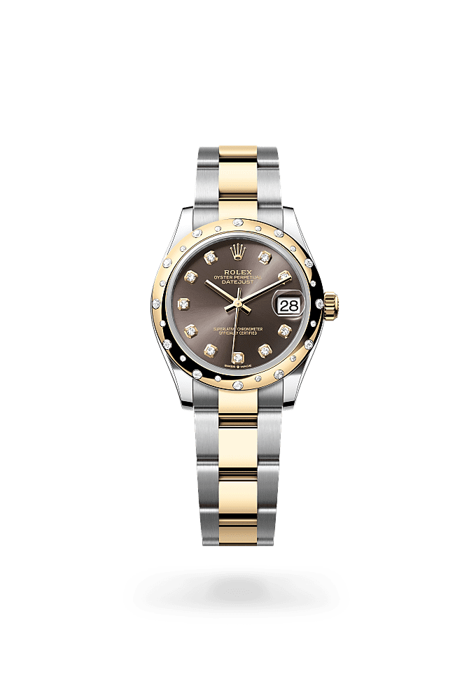 Datejust 31 - Oyster, 31 mm, Oystersteel, yellow gold and diamonds