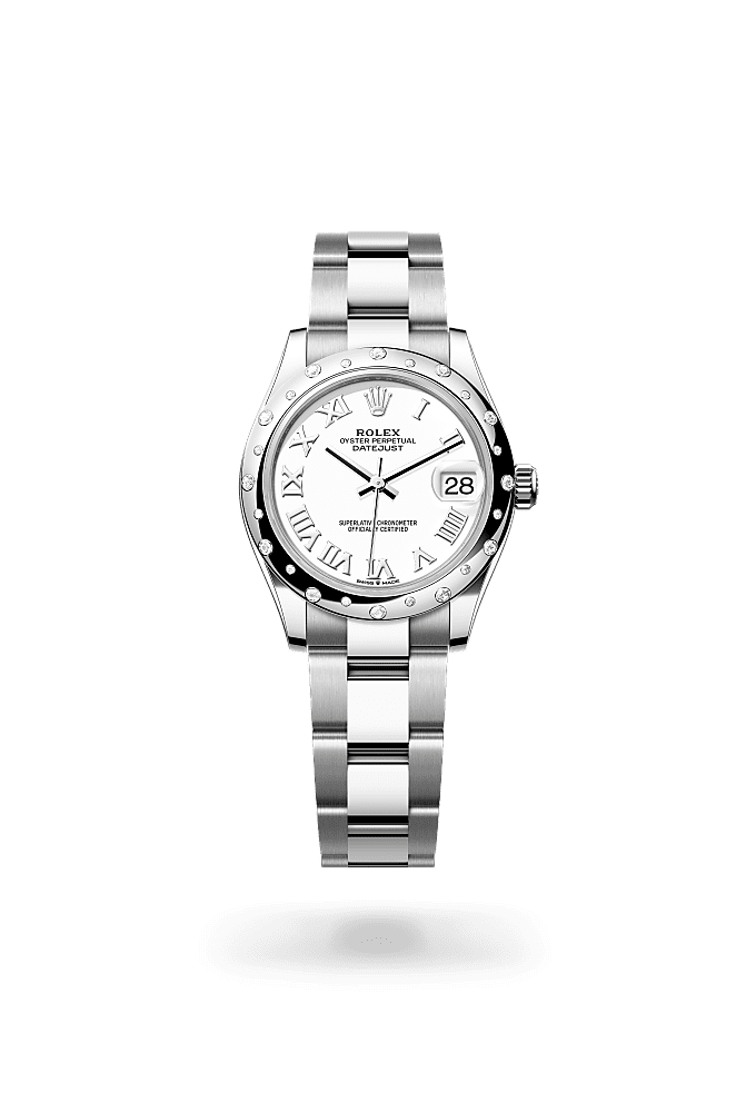 Datejust 31 - Oyster, 31 mm, Oystersteel, white gold and diamonds