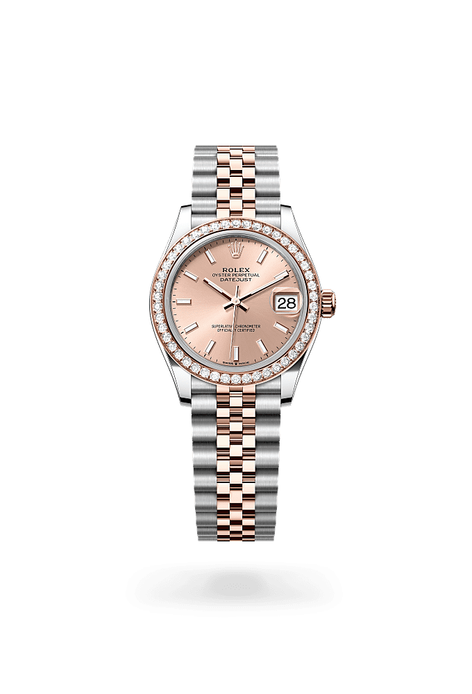 Datejust 31, Oyster, 31 mm, Oystersteel, emas Everose dan berlian, Dial : Berwarna <i>rosé</i>, Rolex