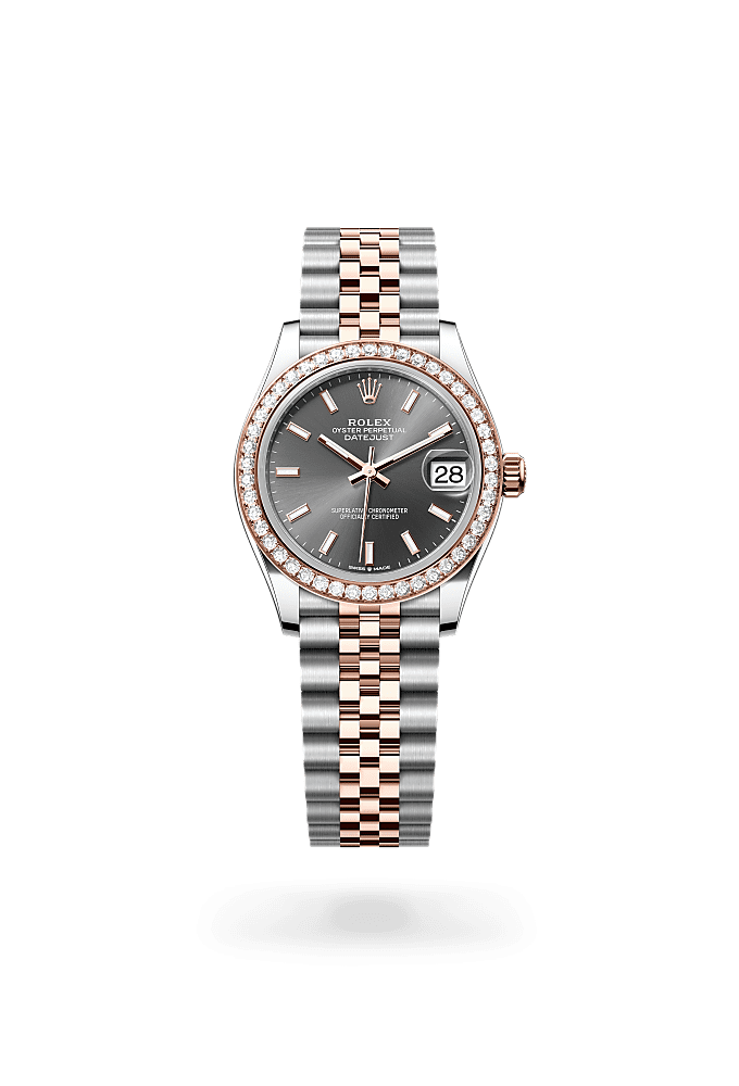 Datejust 31, Oyster, 31 mm, Oystersteel, Everose gold and diamonds, Dial : Slate, Rolex