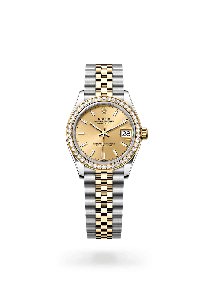 Datejust 31 - Oyster, 31 mm, Oystersteel, yellow gold and diamonds