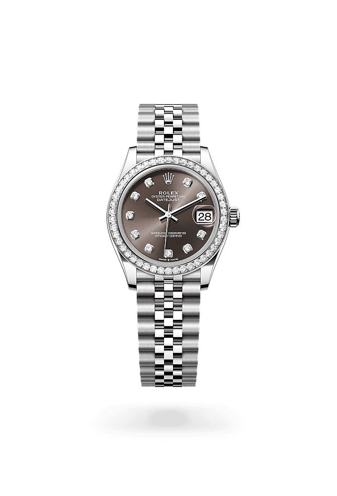 Datejust 31, Oyster, 31 mm, Oystersteel, white gold and diamonds, Dial : Dark grey set with diamonds, Rolex