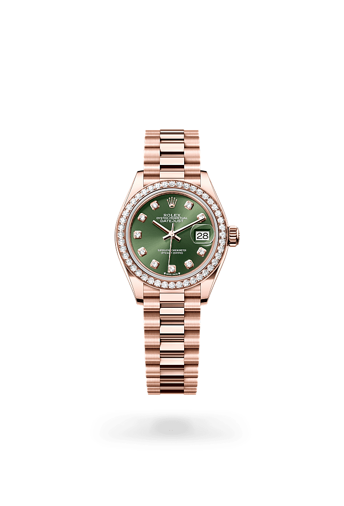 Lady-Datejust - Oyster, 28 mm, Everose gold and diamonds