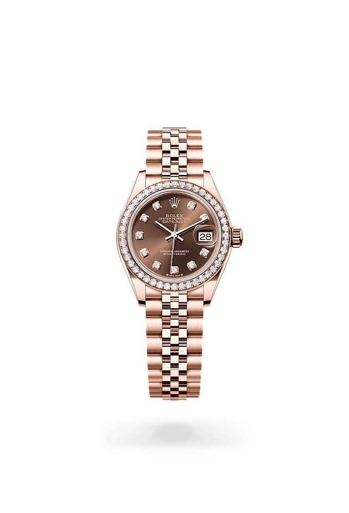 Lady-Datejust, Oyster, 28 мм, золото Everose и бриллианты, Циферблат : Цвета шоколада, бриллианты, Rolex
