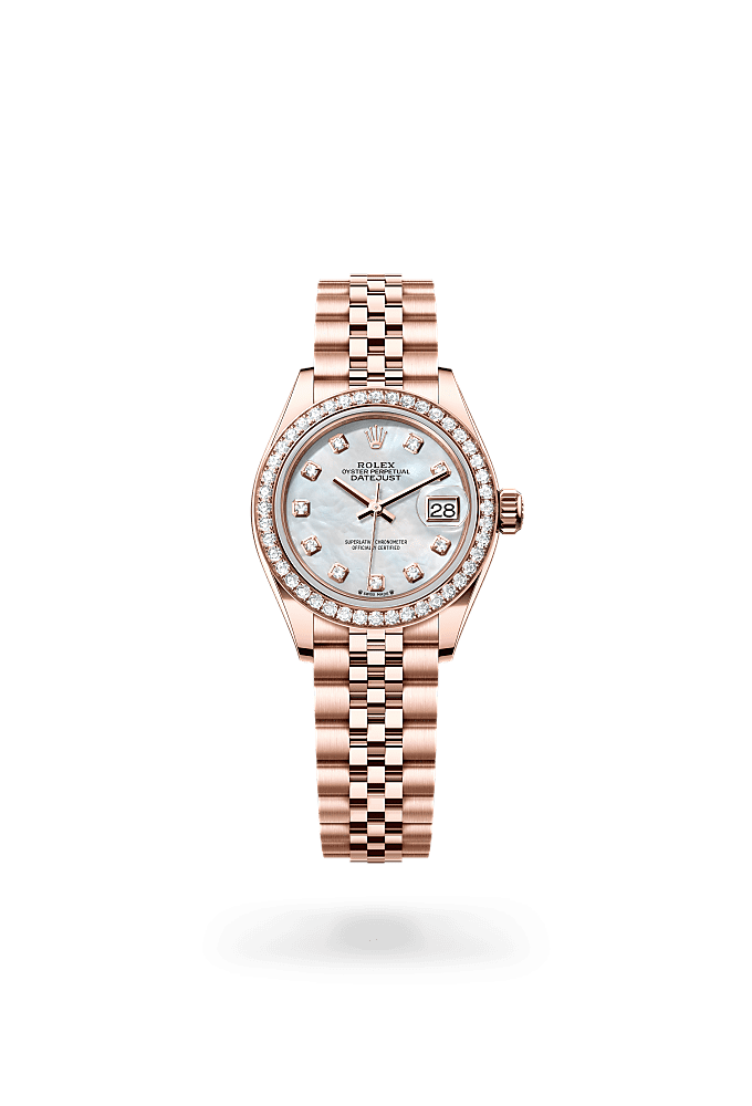 Lady-Datejust - Oyster, 28 mm, Everose gold and diamonds