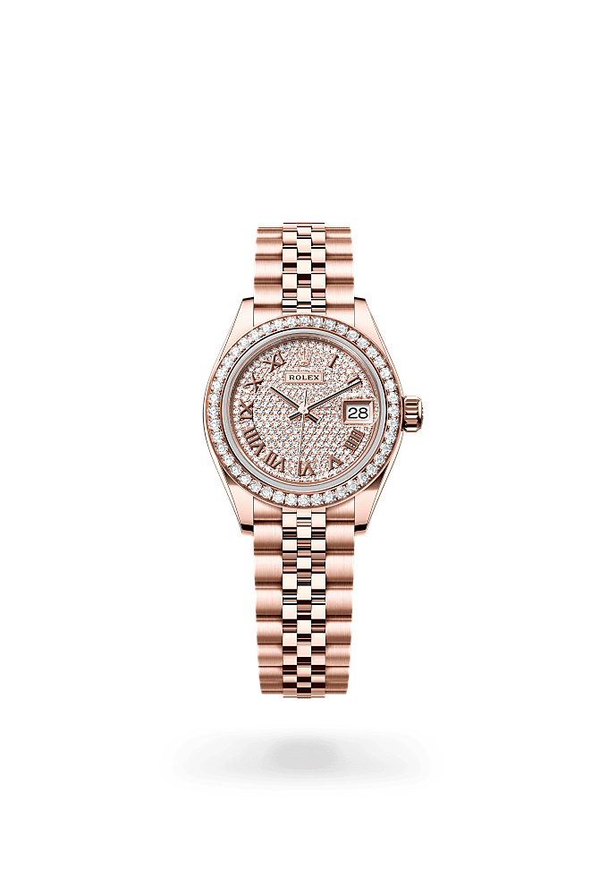 Lady-Datejust - Oyster, 28 mm, Everose gold and diamonds