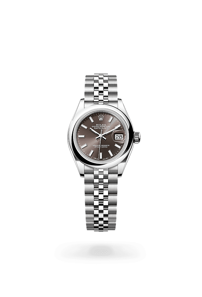 Lady-Datejust, Oyster, 28 mm, Oystersteel, Dial : Dark grey, Rolex