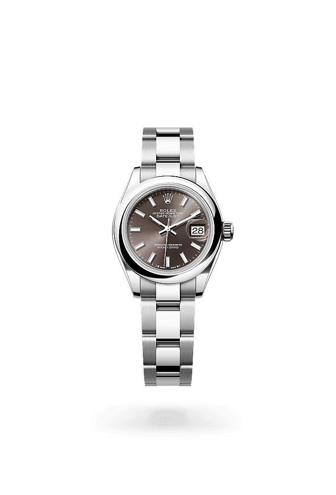 Lady-Datejust, Oyster, 28 мм, сталь Oystersteel, Циферблат : Темно-серый, Rolex