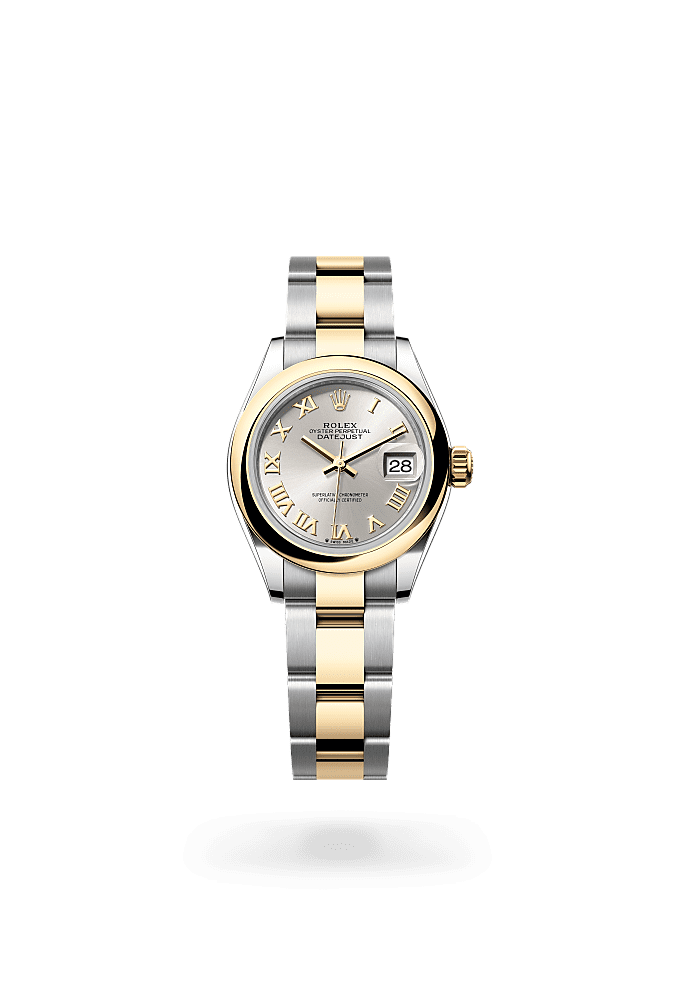Lady-Datejust, Oyster, 28 мм, сталь Oystersteel и желтое золото, Циферблат : Серебристый, Rolex