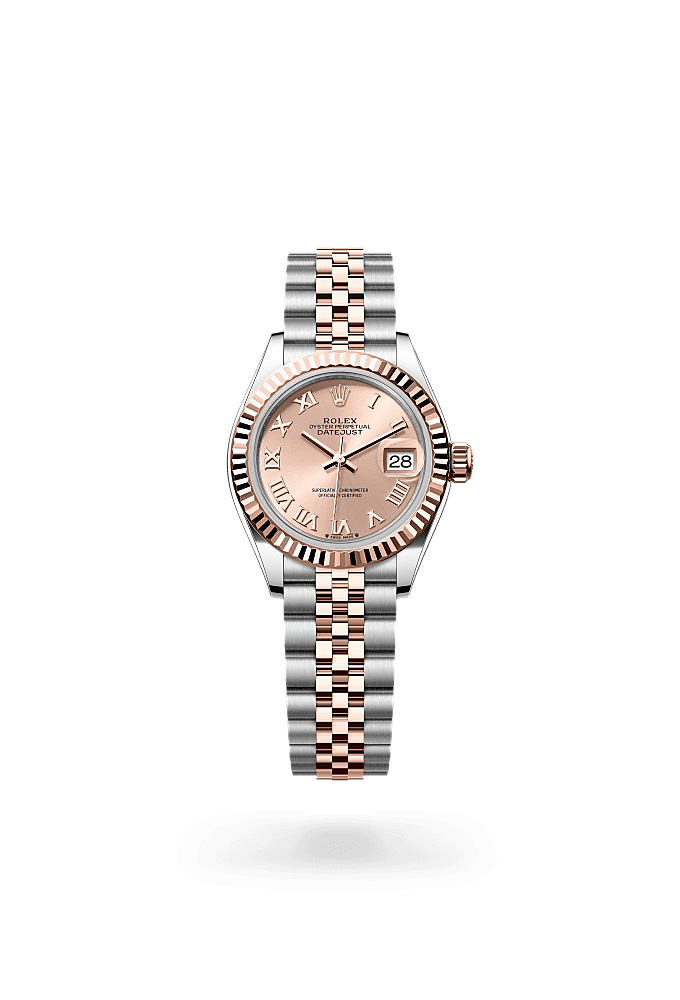 Lady-Datejust, Oyster, 28 мм, сталь Oystersteel и золото Everose, Циферблат : Цвета rosé, Rolex