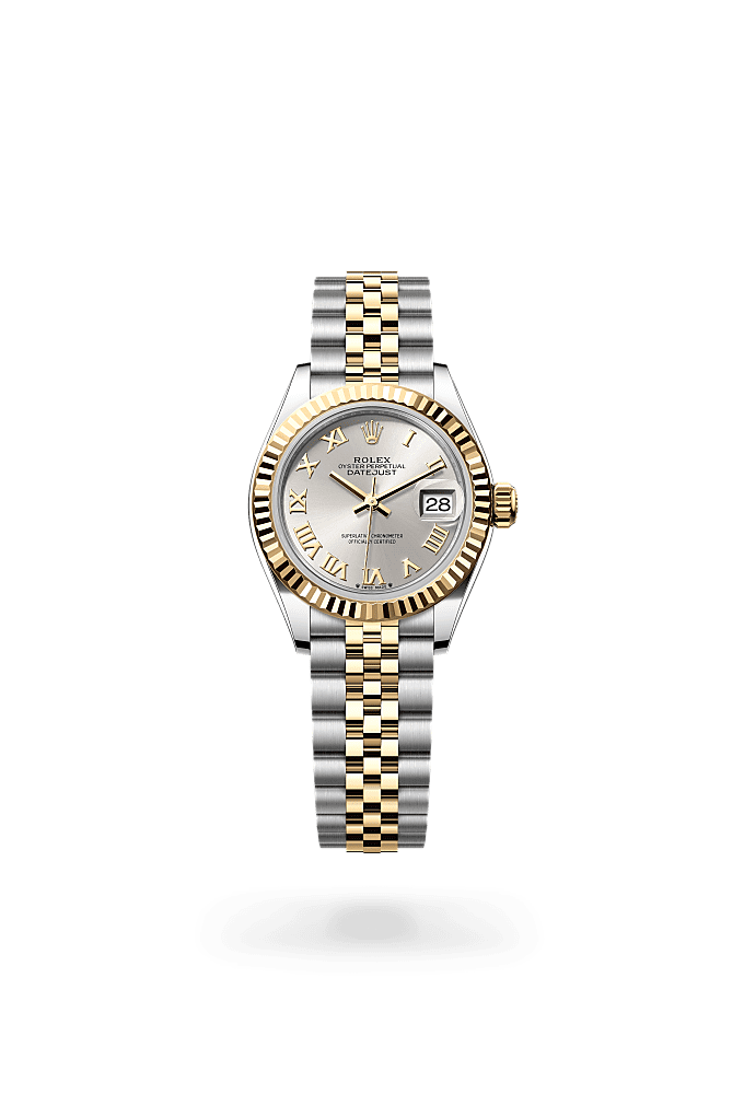 Lady-Datejust, Oyster, 28 mm, Oystersteel en geelgoud, Wijzerplaat : Zilverkleurig, Rolex