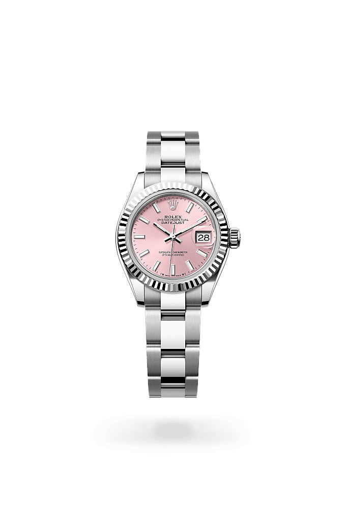 Lady-Datejust, Oyster, 28 мм, сталь Oystersteel и белое золото, Циферблат : Розовый, Rolex