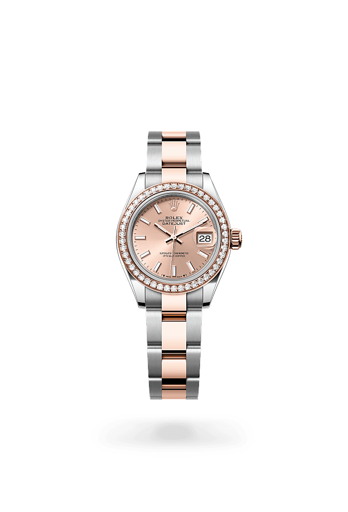 Lady-Datejust - Oyster, 28 mm, Oystersteel, Everose gold and diamonds