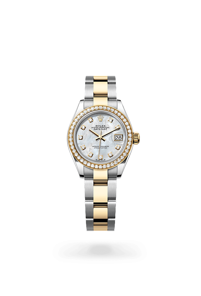 Lady-Datejust - Oyster, 28 mm, Oystersteel, yellow gold and diamonds