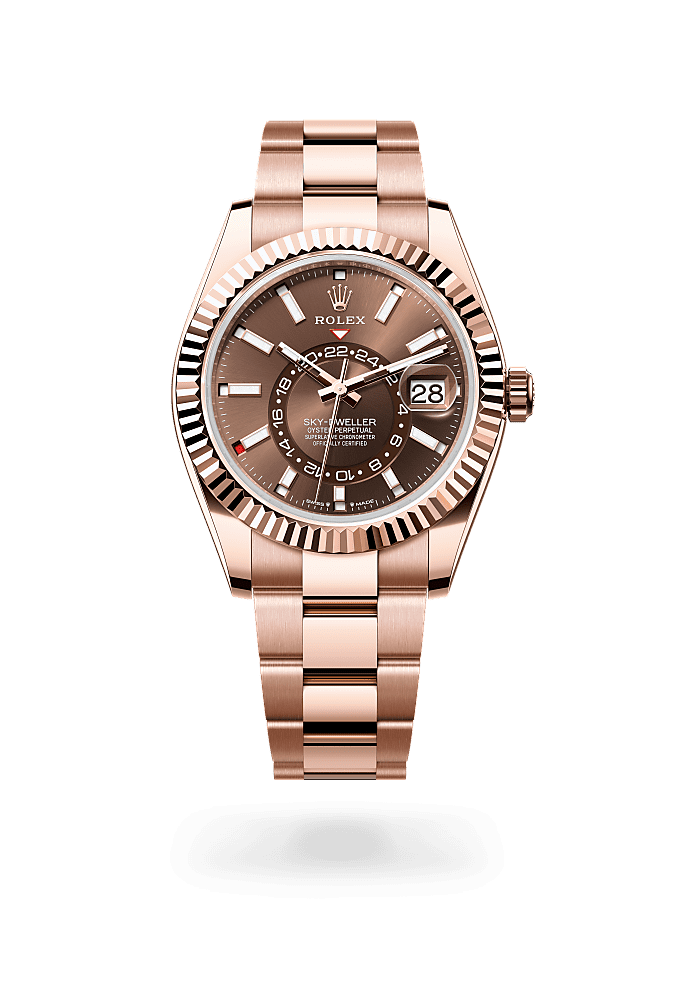 Sky-Dweller, Oyster, 42 mm, Everose-goud, Wijzerplaat : Chocoladebruin, Rolex