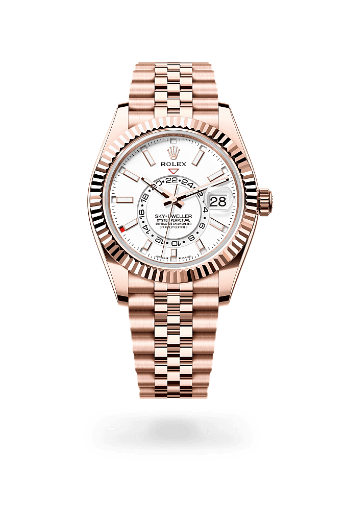 Sky-Dweller, Oyster, 42 mm, Everose altın, Kadran : Yoğun beyaz, Rolex