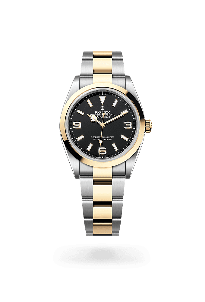 Explorer 36, Oyster, 36 mm, acier Oystersteel et or jaune, Cadran : Noir, Rolex