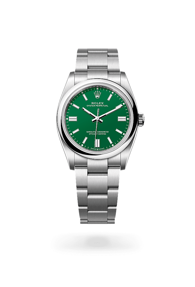 Oyster Perpetual 36, Oyster, 36 mm, Oystersteel, Dial : Hijau, Rolex