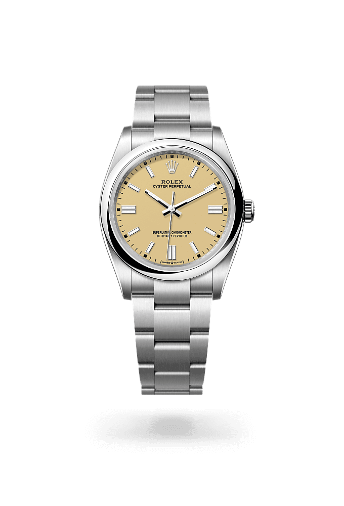 Oyster Perpetual 36, 蠔式，36毫米，蠔式鋼, 錶面 : 米色, Rolex