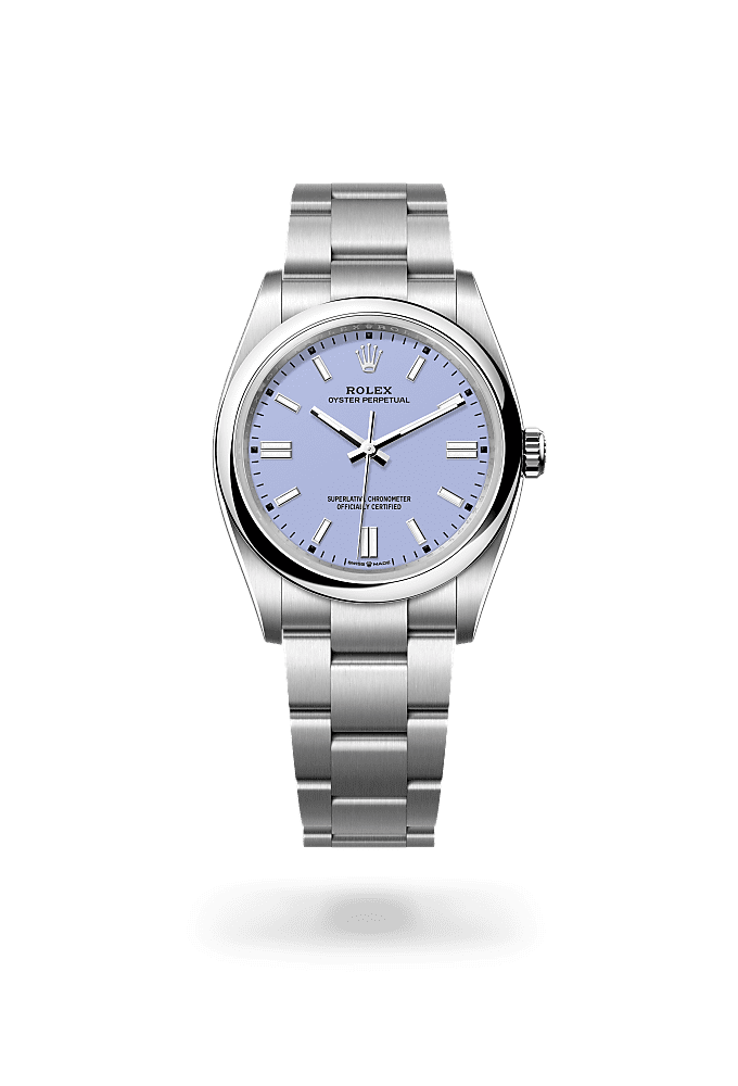 Oyster Perpetual 36, Oyster, 36 mm, Oystersteel, Dial : <i>lavender</i>, Rolex