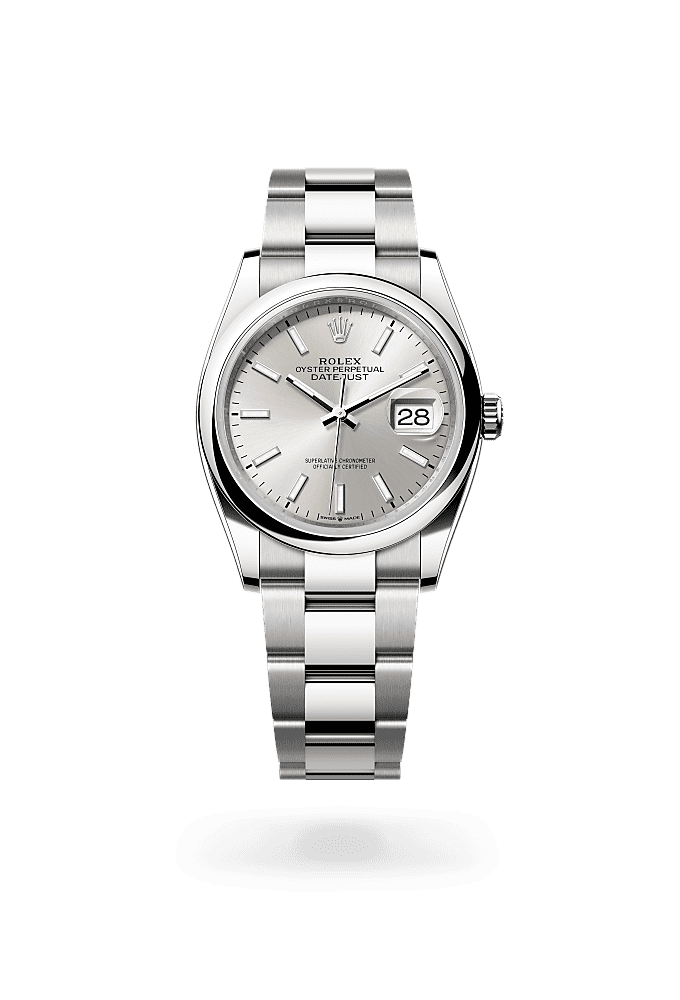 Datejust 36, Oyster, 36 mm, thép Oystersteel, Mặt đồng hồ : Bạc, Rolex