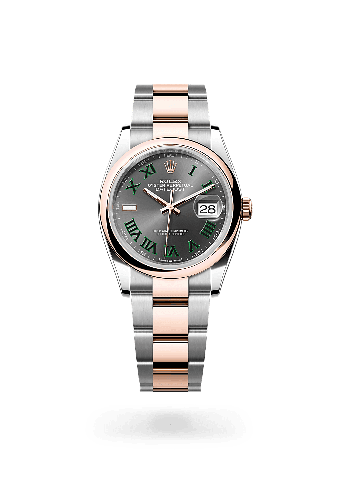 デイトジャスト 36, オイスター、36 mm、オイスタースチール＆エバーローズゴールド, ダイアル : スレート, Rolex